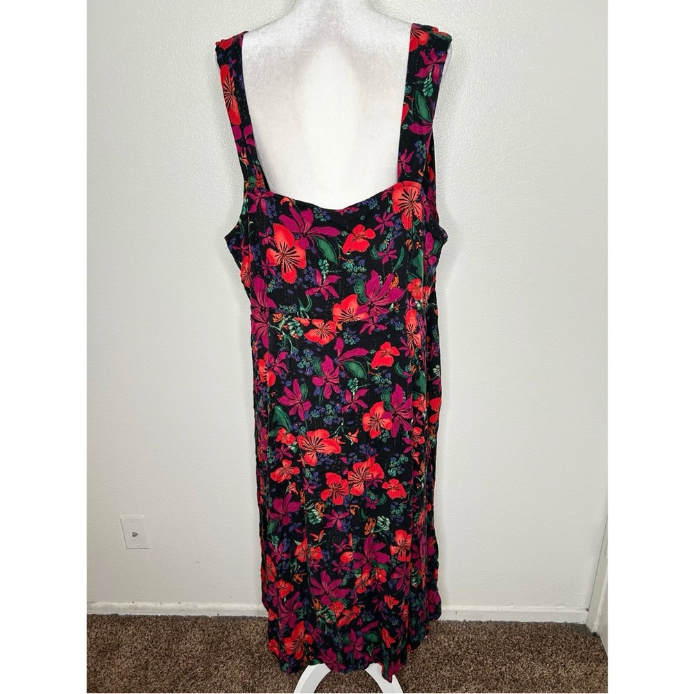 AVA & VIV Multicolor Floral Sleeveless Button Front Midi Dress Plus Size 3X - Picture 6 of 10
